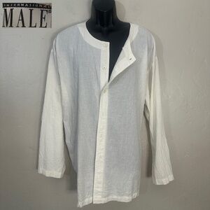 International Male Collarless Long Sleeve Shirt XL VINTAGE gently worn